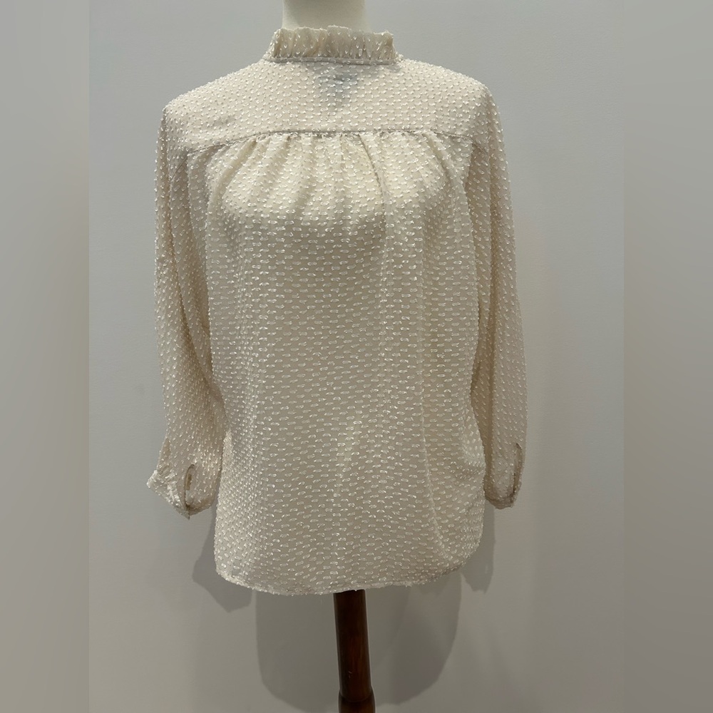 Ann Taylor Cream Textured Blouse